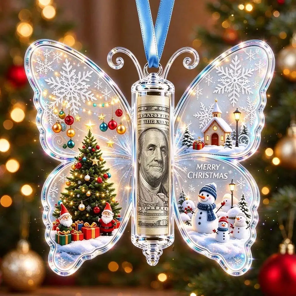 3D Butterfly Christmas Cash Gift Ornament – Money Holder Keepsake