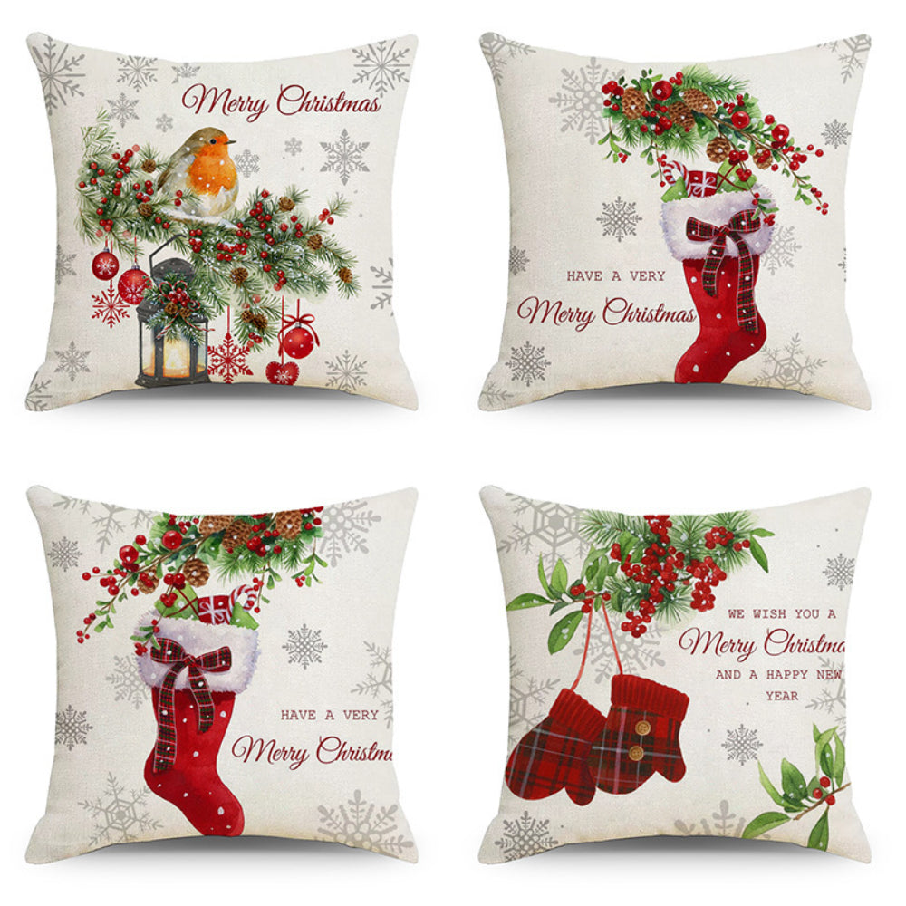 4-Piece Christmas Pillow Cover Set - PC029