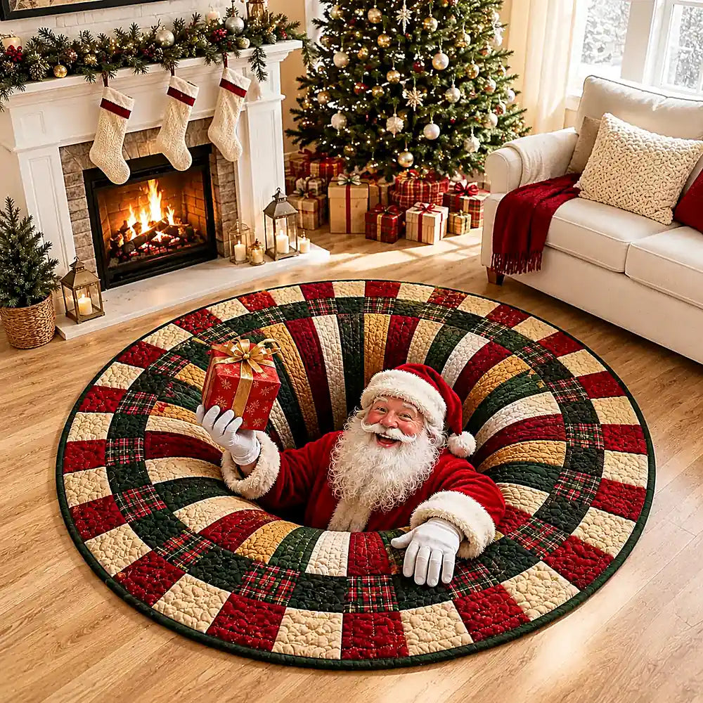 Christmas Santa Gift Round Rug - C066