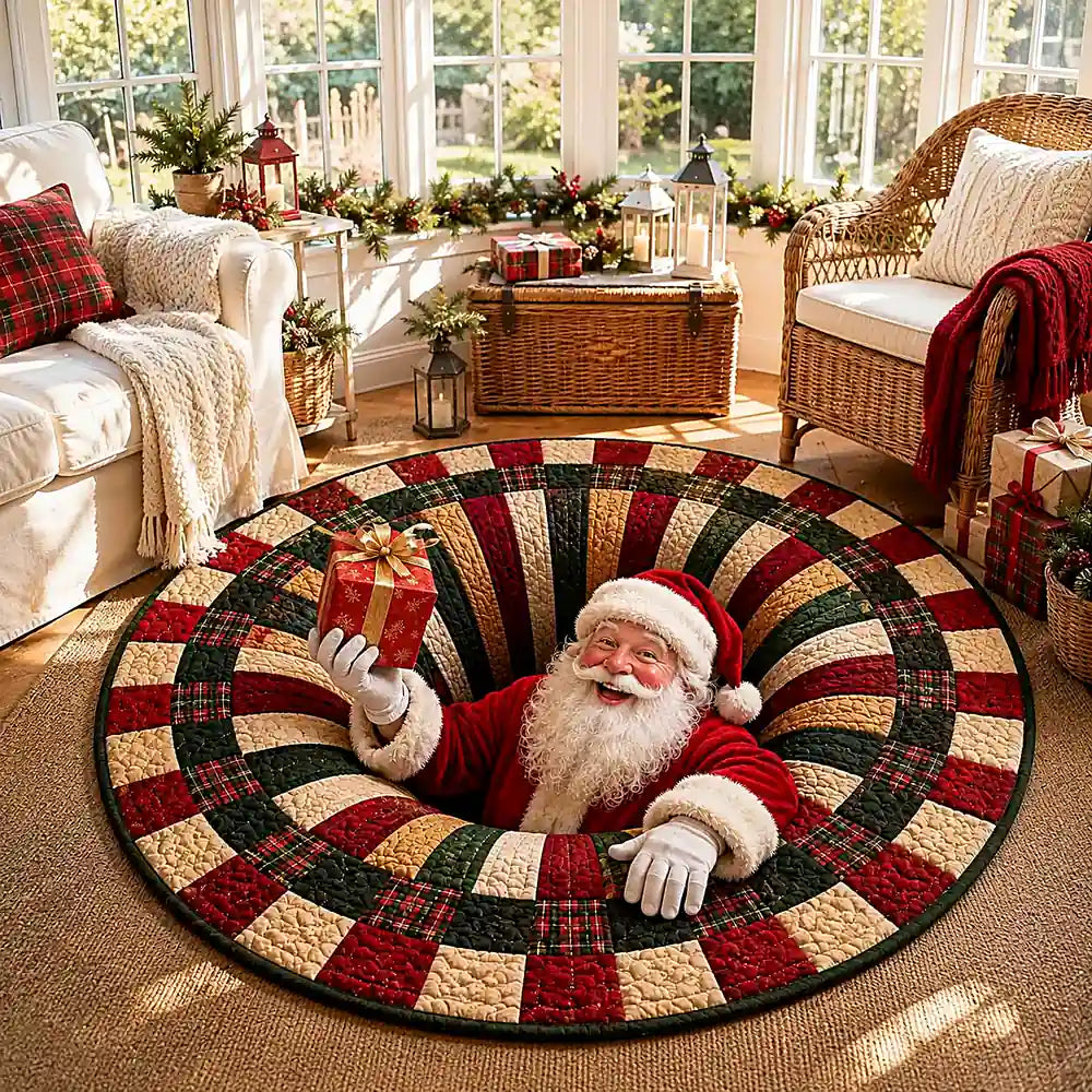 Christmas Santa Gift Round Rug - C066