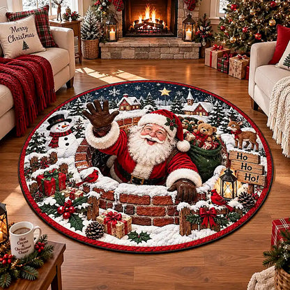 Christmas Santa Hello Round Rug - C060