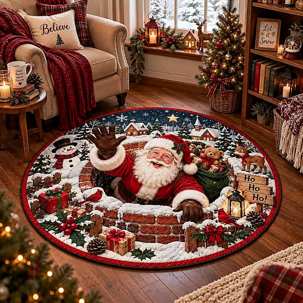 Christmas Santa Hello Round Rug - C060