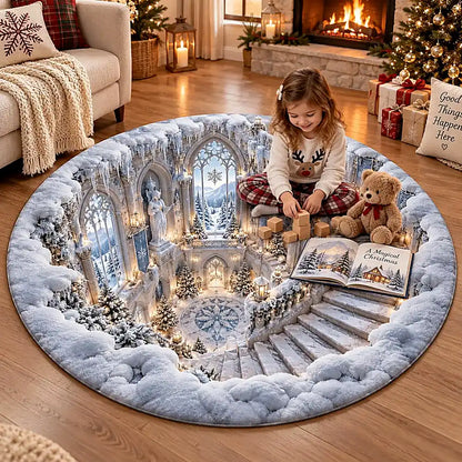 Christmas Snow Staircase Round Rug - C065