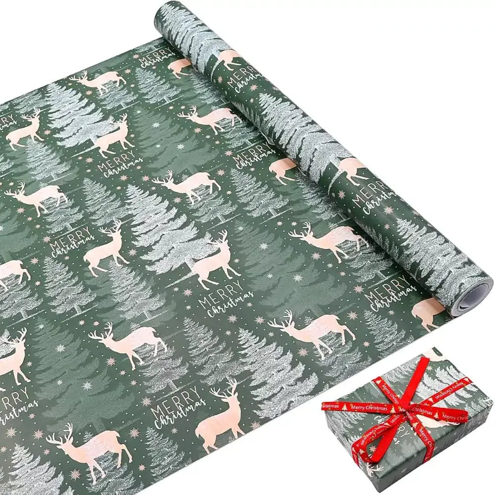 Christmas wrapping paper featuring a Christmas tree pattern