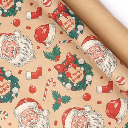 Christmas wrapping paper used to wrap a holiday gift box