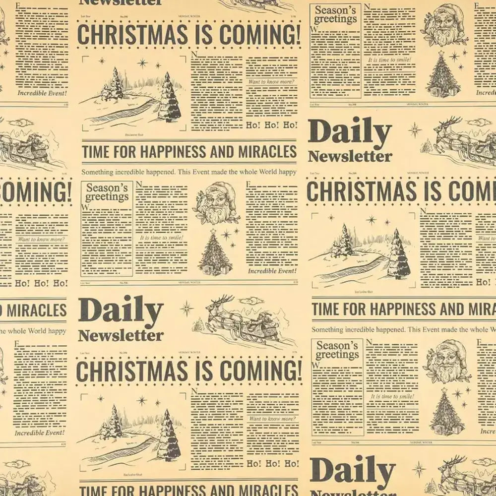 Close-up of the printed pattern on Christmas wrapping paper