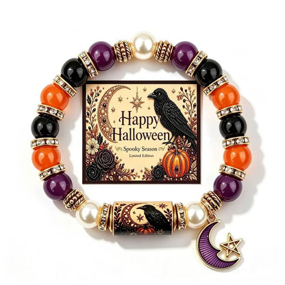 Halloween Beaded Bracelet | Witch Hat Cat Pumpkin Stretch Gift