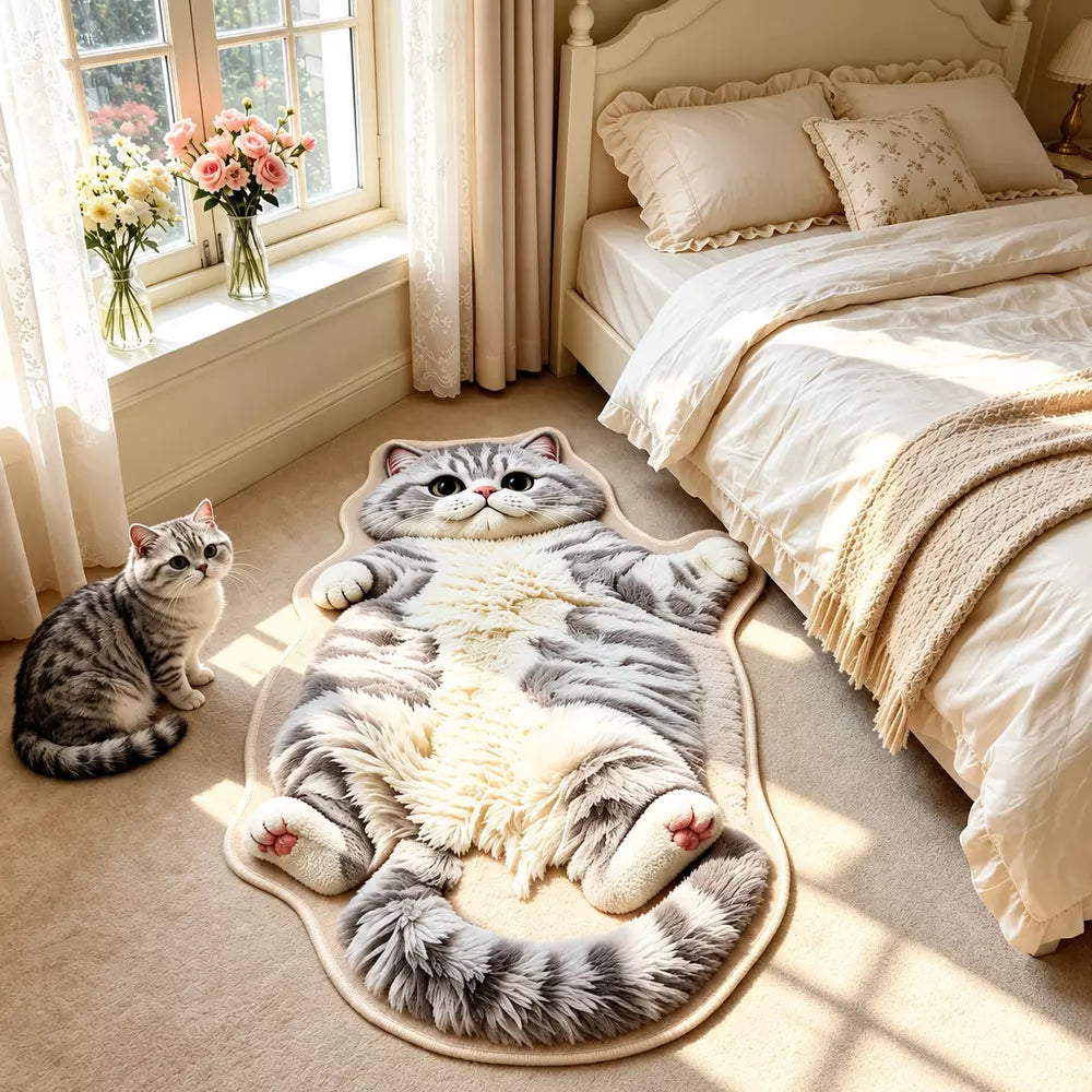 Cute cat shaped area rug for bedroom