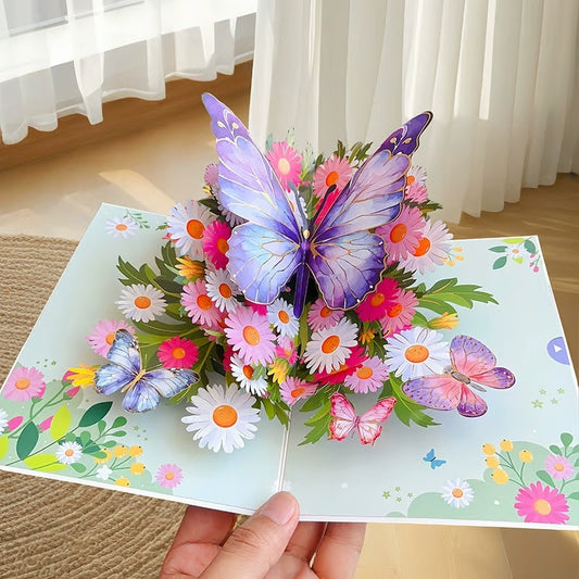 Vibrant 3D Butterfly & Daisy Pop-Up Greeting Card💐🦋
