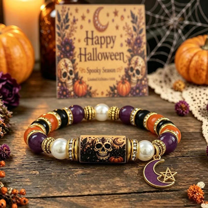 Halloween Beaded Bracelet | Witch Hat Cat Pumpkin Stretch Gift