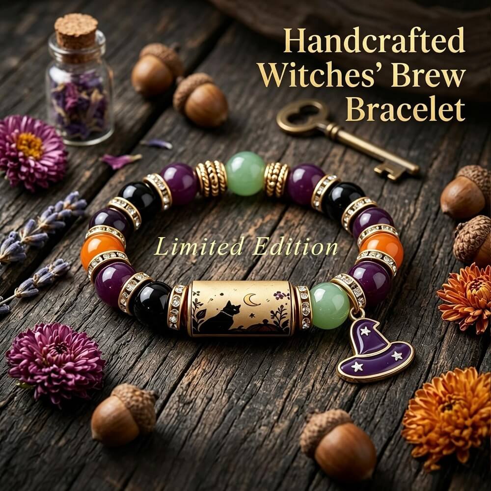 Halloween Beaded Bracelet | Witch Hat Cat Pumpkin Stretch Gift