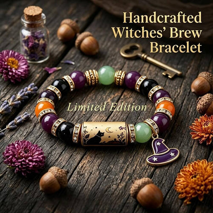 Halloween Beaded Bracelet | Witch Hat Cat Pumpkin Stretch Gift