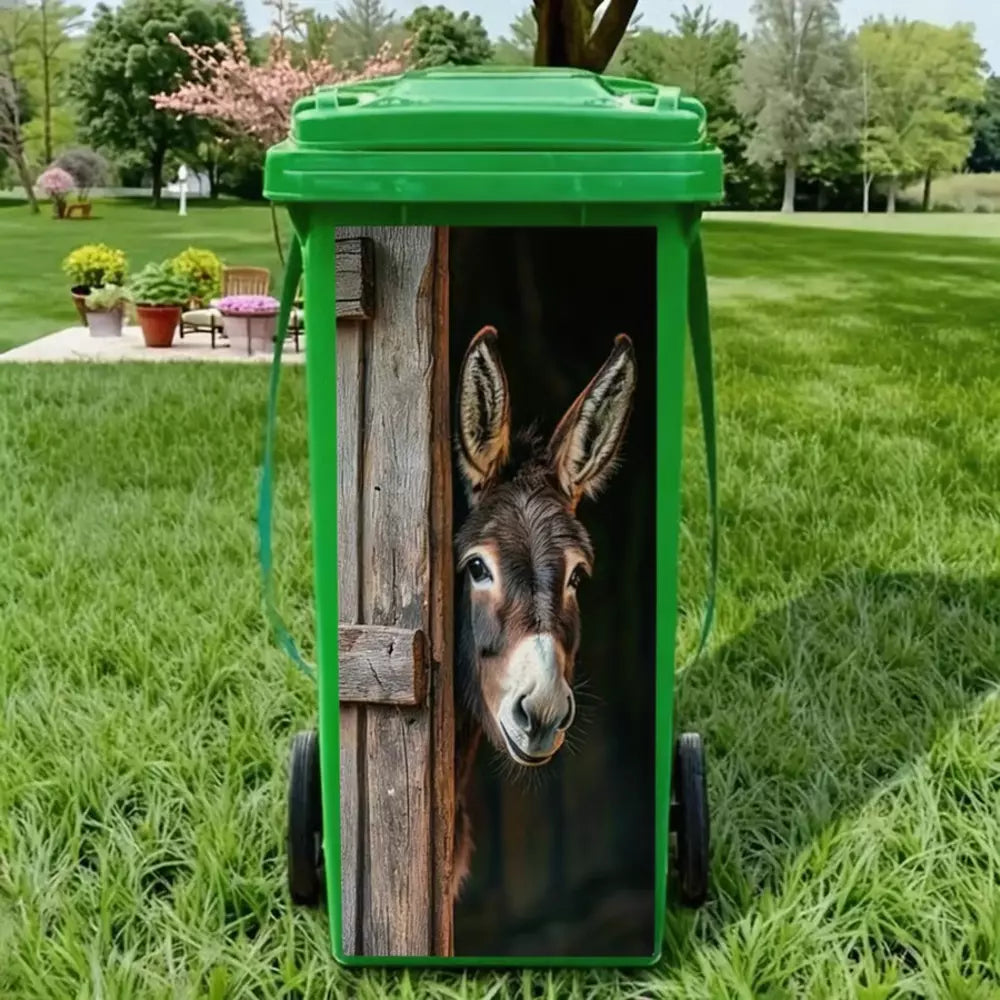 Funny donkey trash can sticker for outdoor bin decoration