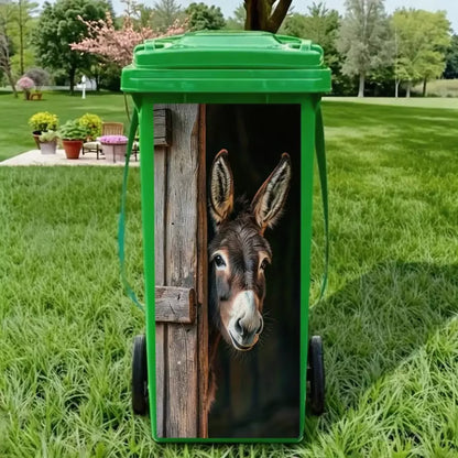 Funny donkey trash can sticker for outdoor bin decoration