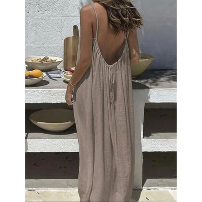 Women's Sleeveless Cami Lounge Dress – Soft Maxi Nightgown For Sleeping & Lounging