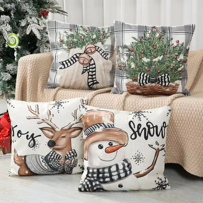 Four-piece Christmas cushion cover set for festive indoor decor