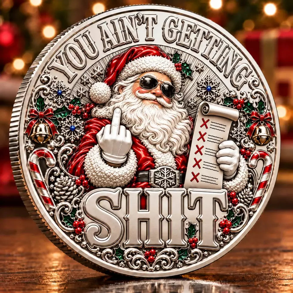 Funny Santa Christmas commemorative coin with an adult humor design