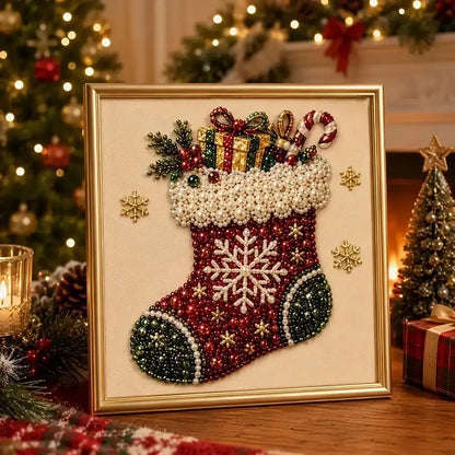 Christmas Pearl Diamond Art Kit – 3D Beaded DIY Holiday Decor