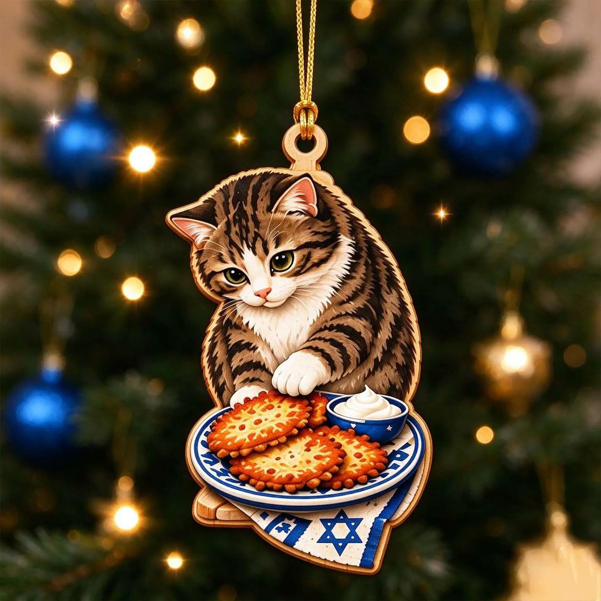 Hanukkah Cat Acrylic Ornament
