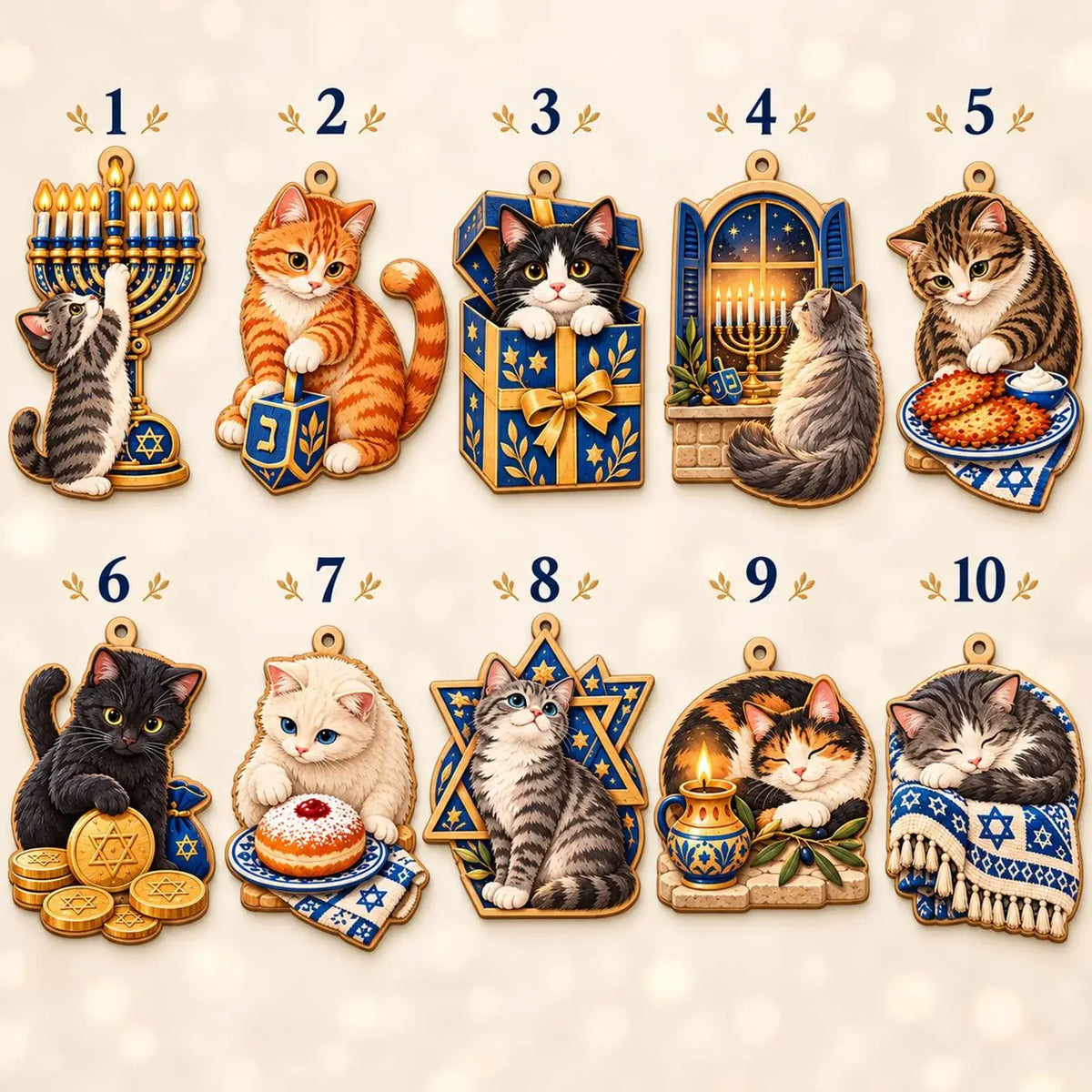 Cute cat ornament designed for Hanukkah celebrations
