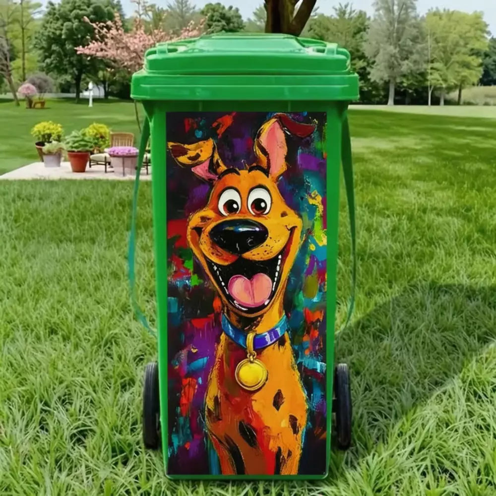 Funny dog trash can sticker for outdoor bin decoration