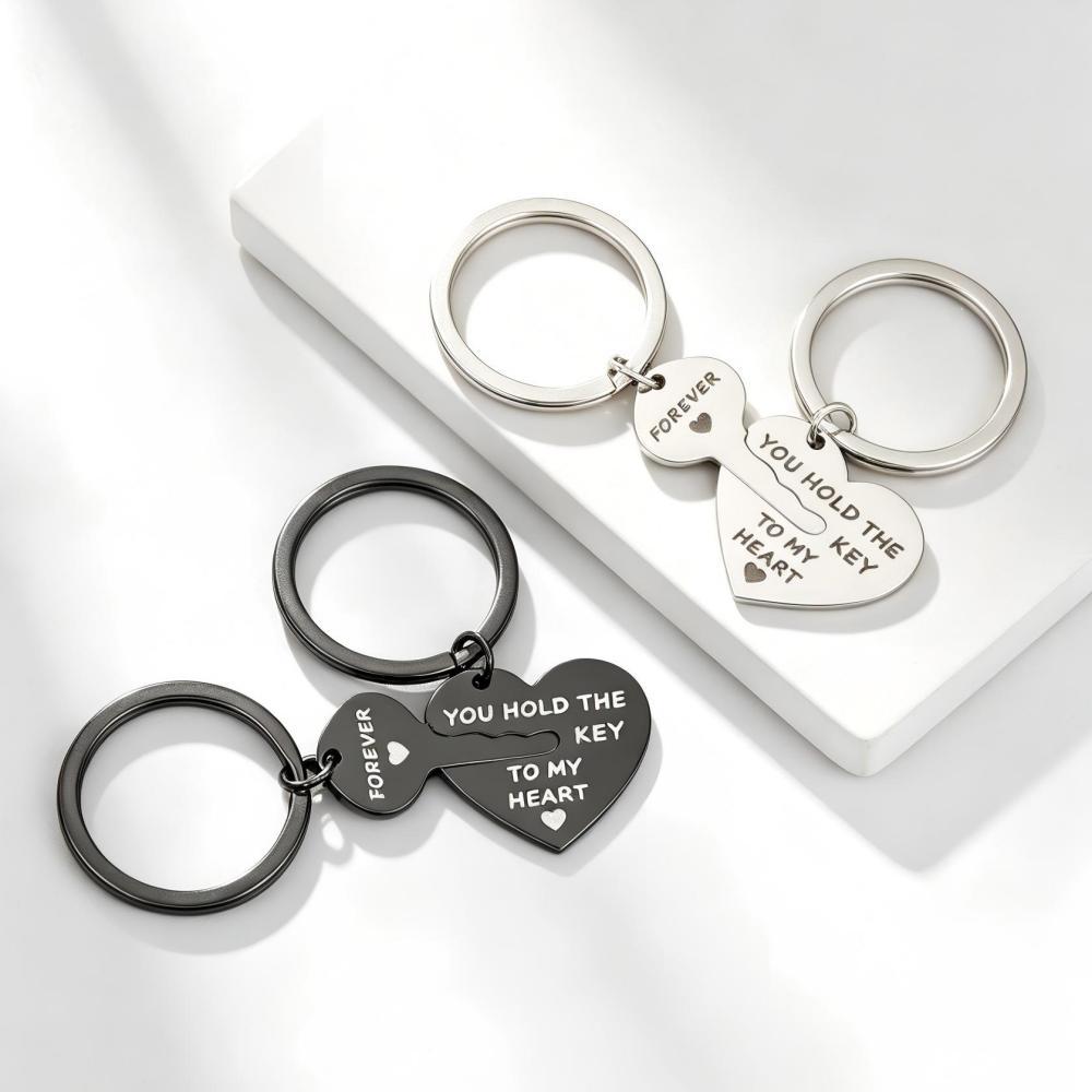 Heart & Key Matching Keychain Set – You Hold the Key To My Heart