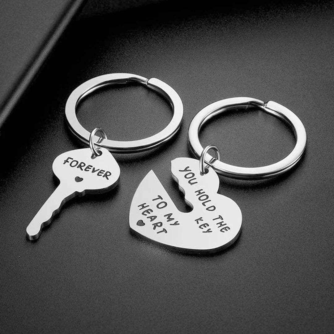 Heart & Key Matching Keychain Set – You Hold the Key To My Heart