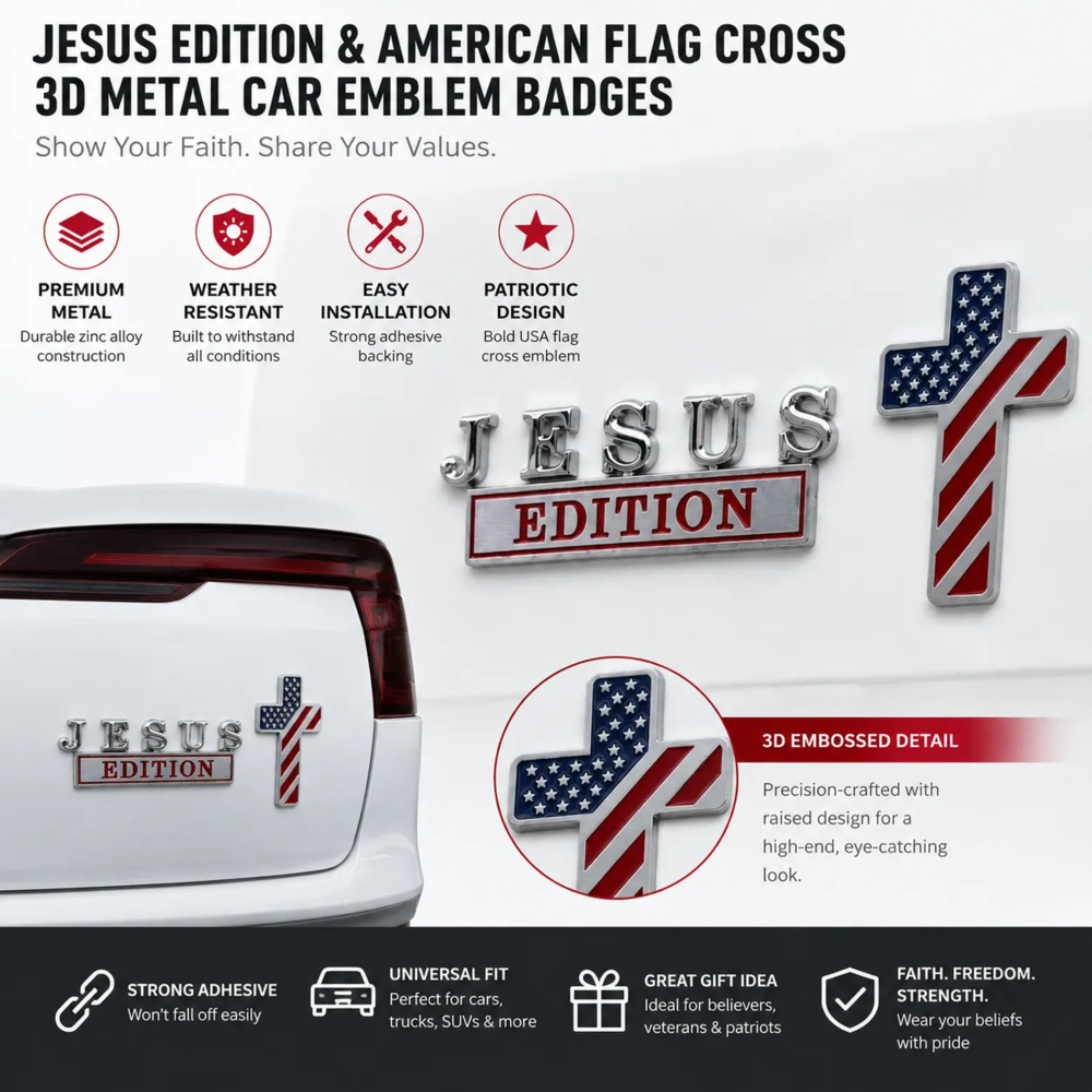 Blessed Jesus Edition Cross Emblem Metal Badge