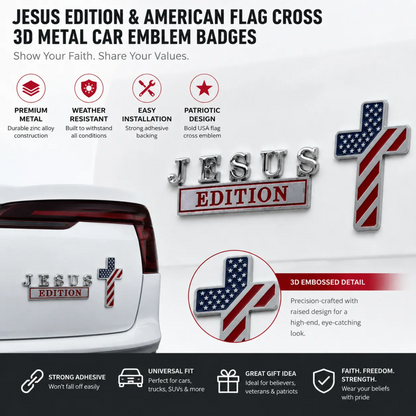 Blessed Jesus Edition Cross Emblem Metal Badge
