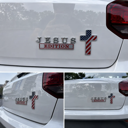 Blessed Jesus Edition Cross Emblem Metal Badge