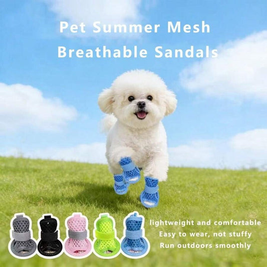 Breathable Mesh Dog Sandals – Anti-Slip Summer Paw Protectors - 4-Pack