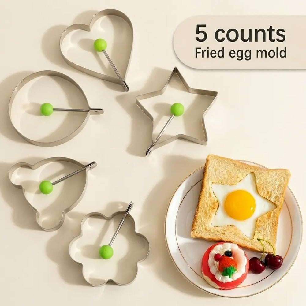 5 Counts Set Fried Egg Rings Molds - Multifunctional Breakfast Tool