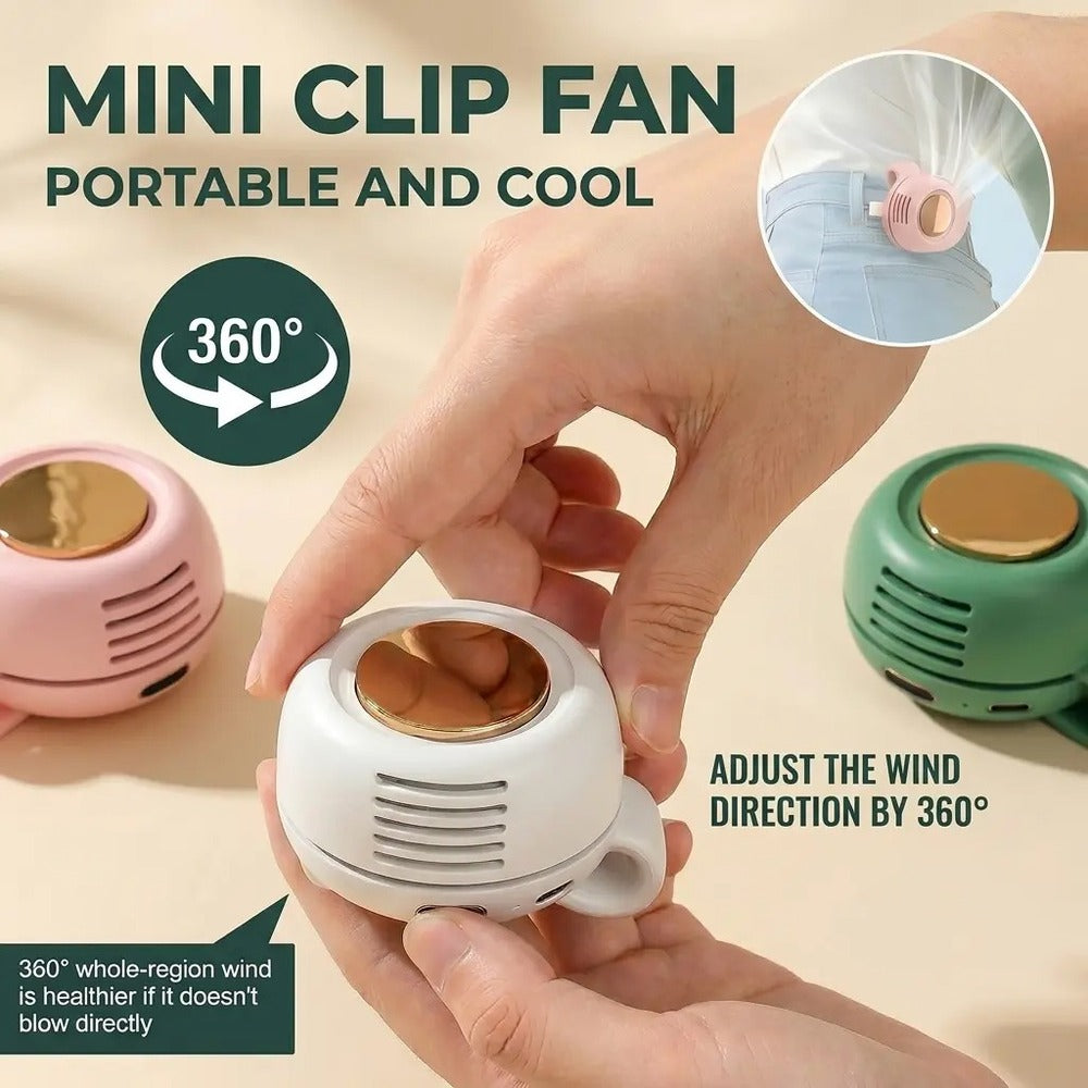 Mini Bladeless Fan – Rechargeable 360° Rotating Personal Cooler