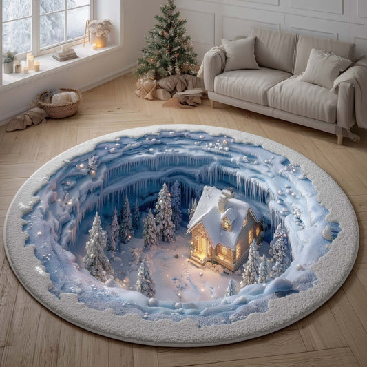 Silent Snowfall Retreat Round Rug - H714
