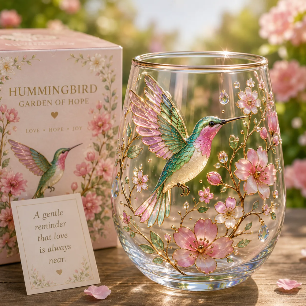Hummingbird Floral Drinking Glass Set