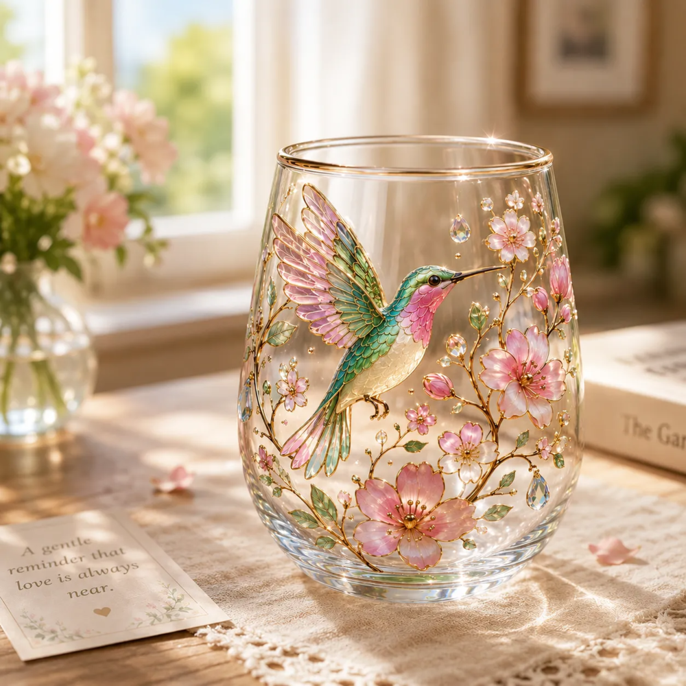 Hummingbird Floral Drinking Glass Set