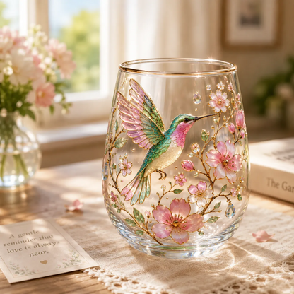 Hummingbird Floral Drinking Glass Set