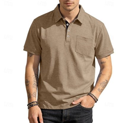 Men's Polo Polo Shirts Casual Vacation Lapel Short Sleeve Fashion Modern Plain