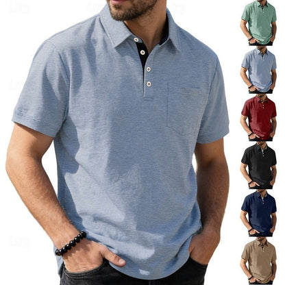 Men's Polo Polo Shirts Casual Vacation Lapel Short Sleeve Fashion Modern Plain