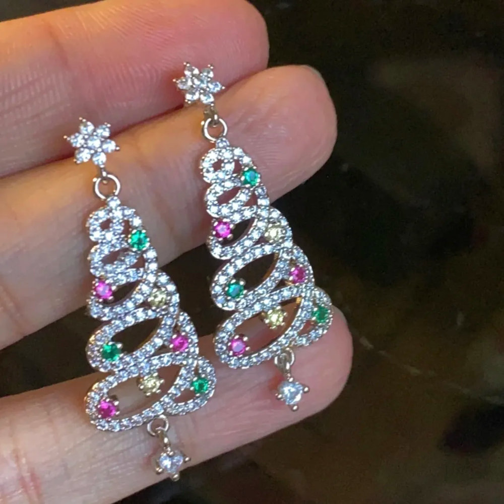 Shiny Christmas Tree Earrings