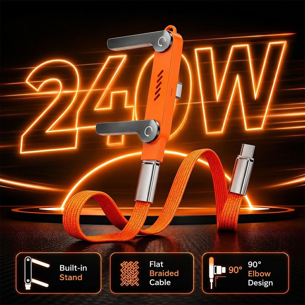 2-in-1 Invisible Holder Charger Cable - 240W Super Charge 360° Rotating Invisible Stand Detachable