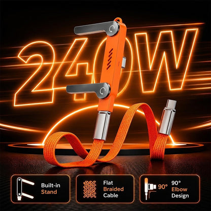 2-in-1 Invisible Holder Charger Cable - 240W Super Charge 360° Rotating Invisible Stand Detachable
