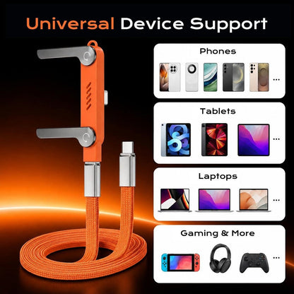 2-in-1 Invisible Holder Charger Cable - 240W Super Charge 360° Rotating Invisible Stand Detachable