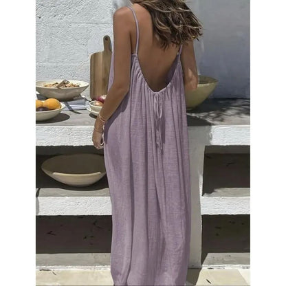 Women's Sleeveless Cami Lounge Dress – Soft Maxi Nightgown For Sleeping & Lounging