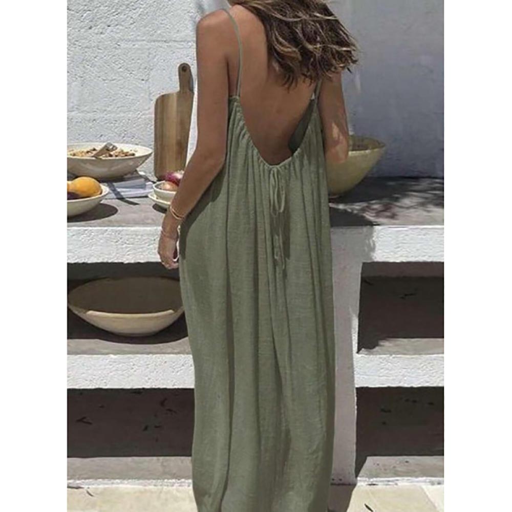 Women's Sleeveless Cami Lounge Dress – Soft Maxi Nightgown For Sleeping & Lounging