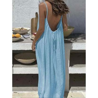 Women's Sleeveless Cami Lounge Dress – Soft Maxi Nightgown For Sleeping & Lounging