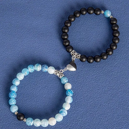 Magnetic Heart Matching Crystal Bead Bracelets