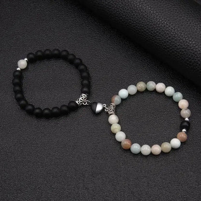Magnetic Heart Matching Crystal Bead Bracelets