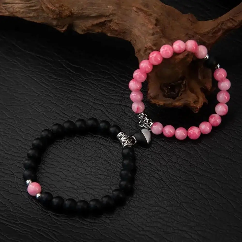 Magnetic Heart Matching Crystal Bead Bracelets
