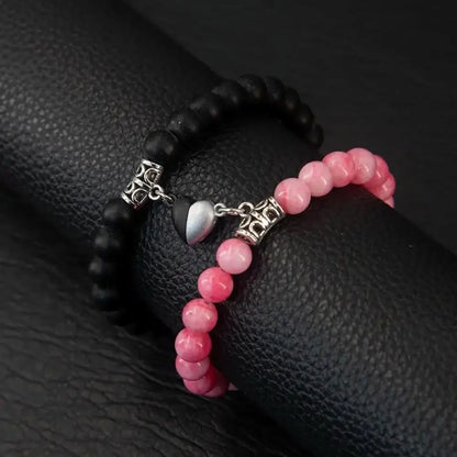 Magnetic Heart Matching Crystal Bead Bracelets